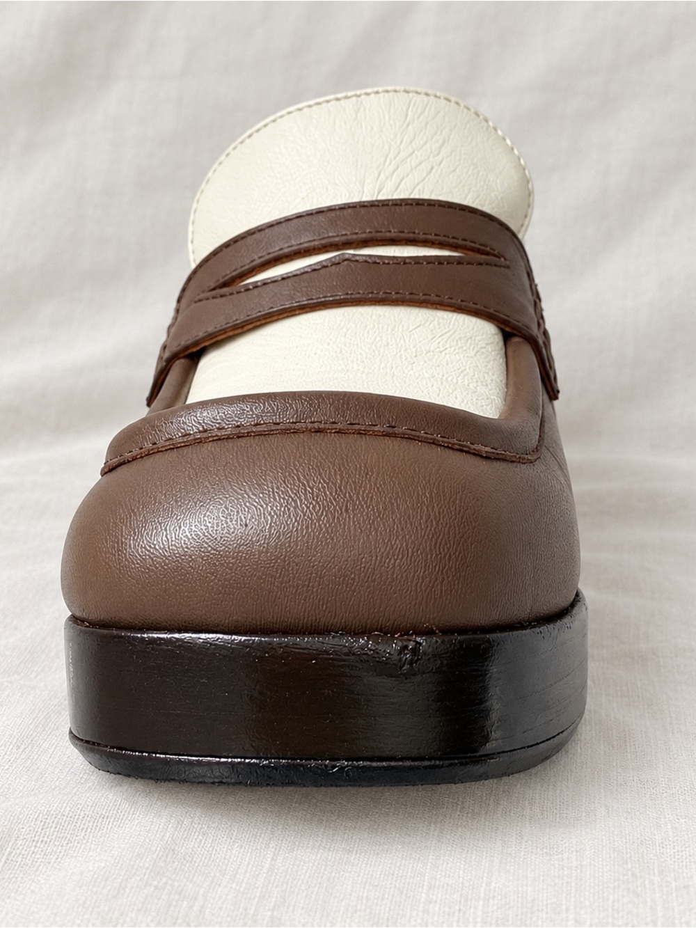 Sezane Jessie Loafers Platform Block Heel Brown Cream Leather Size 11 / 42 - Picture 10 of 14